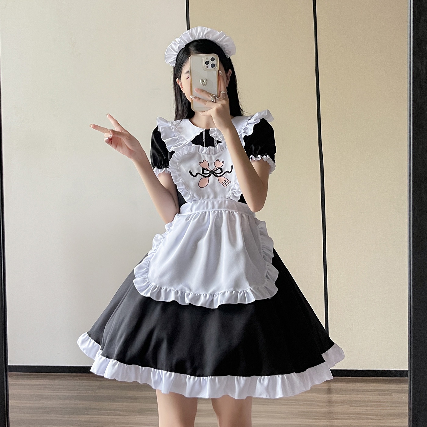 刺繍料理娘メイド服メイド服コスプレ衣装メイド服