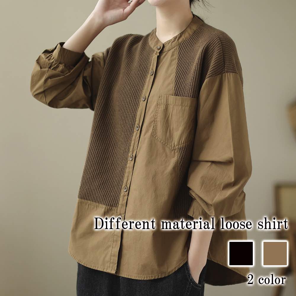 シャツ レディース 異素材ルーズシャツ 長袖 暖かい スポーツ かわいい おしゃれ 秋 厚手 ブラウス カットソー しわになりにくい 麻 ポロシャツ 大人 ゆったり 春 形態安定 ランニング 事務服