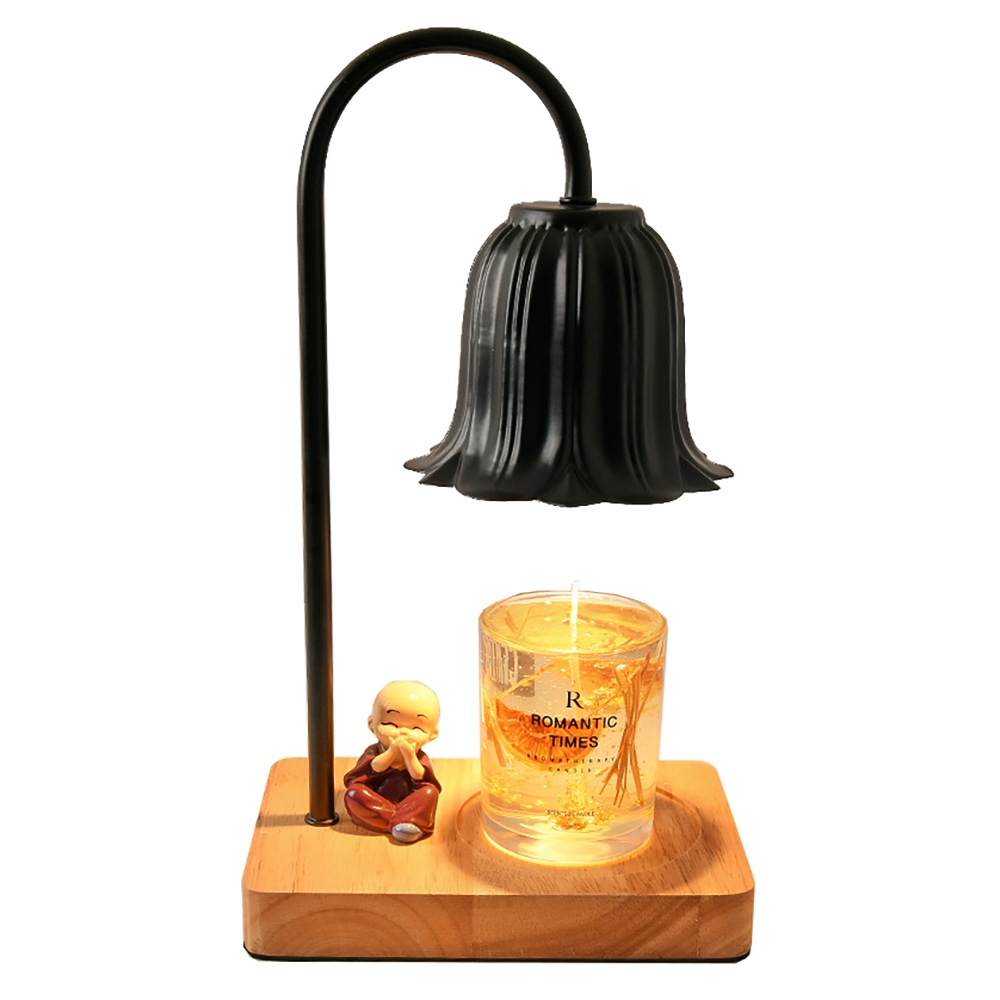 アロマキャンドルウォーマーランプ 金属 木製和風スタンド 照明 ライト 屋内照明 間接照明ブラック