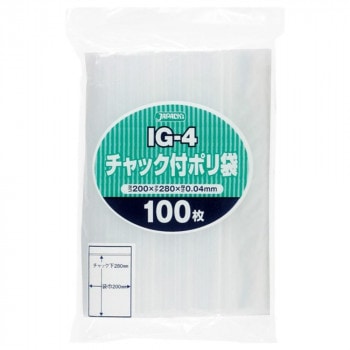 ジャパックス チャック付ポリ袋 IG-4 透明 100枚×25冊 IG-4