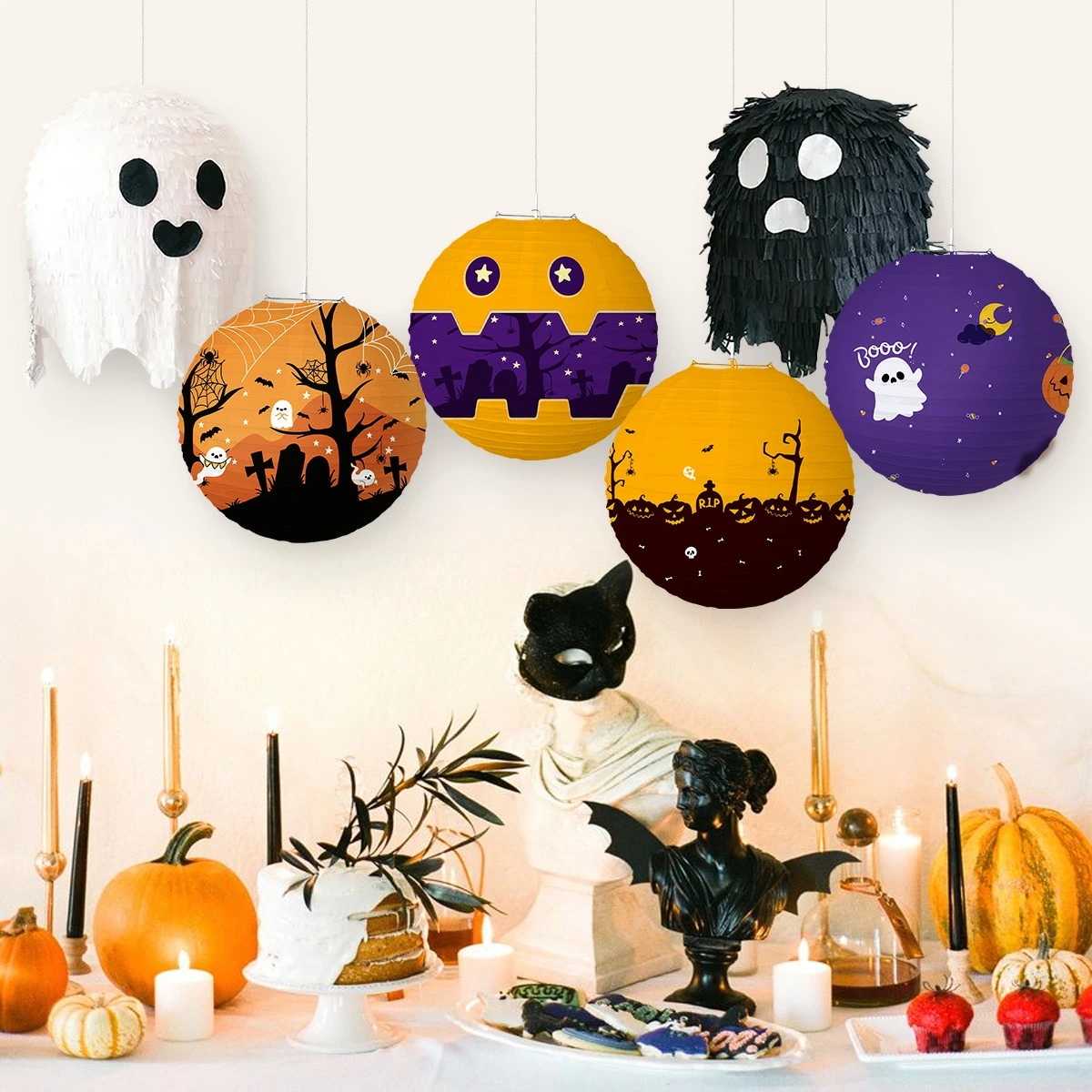 新入荷！23年新しいタイプ万聖節装飾品　6個セット 屋内装飾品 飾り付け　怖い雰囲気 万聖節 提灯 飾り