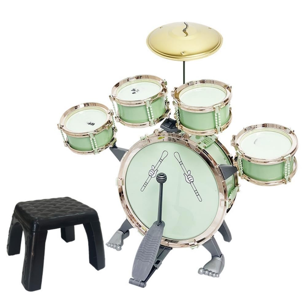 JoFist子供用ドラムキッズドラムセットスターターおもちゃキッズドラムセット子供用 キッおもちゃ 音楽玩具 のドラム 男の子と女の子への教育ギフト 0-5歳向け (グリーン)