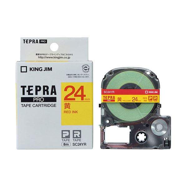 (5個セット) KING JIM キングジム テプラPROテープ 24mm 黄/赤文字 KJ-SC24YRX5