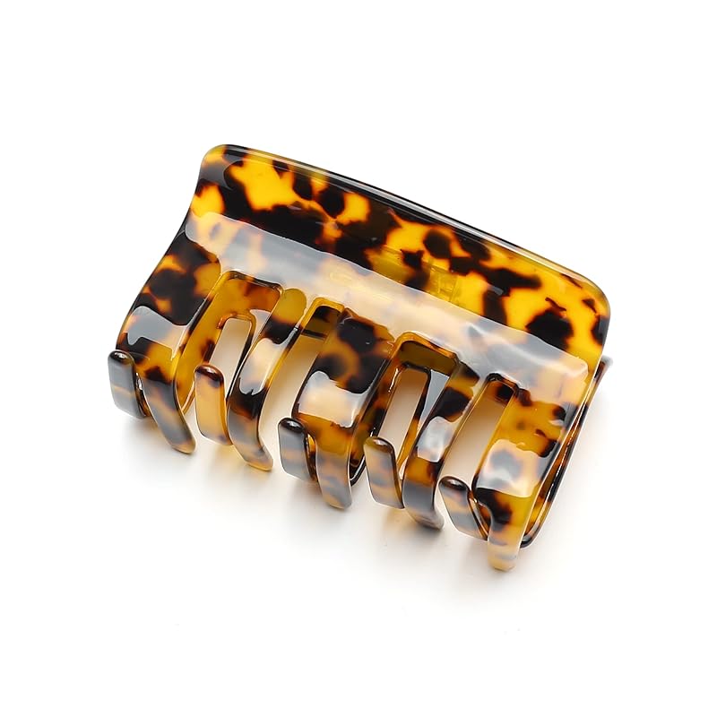 QinGoo 大きめ べっ甲 ヘアクリップ スクエア 強力 髪留め クリップ バンスクリップ しっかりとまる 大人 ヘアアクセサリー おしゃれ 可愛い 韓国 レディース 1本(7.5cm*4.6cm,