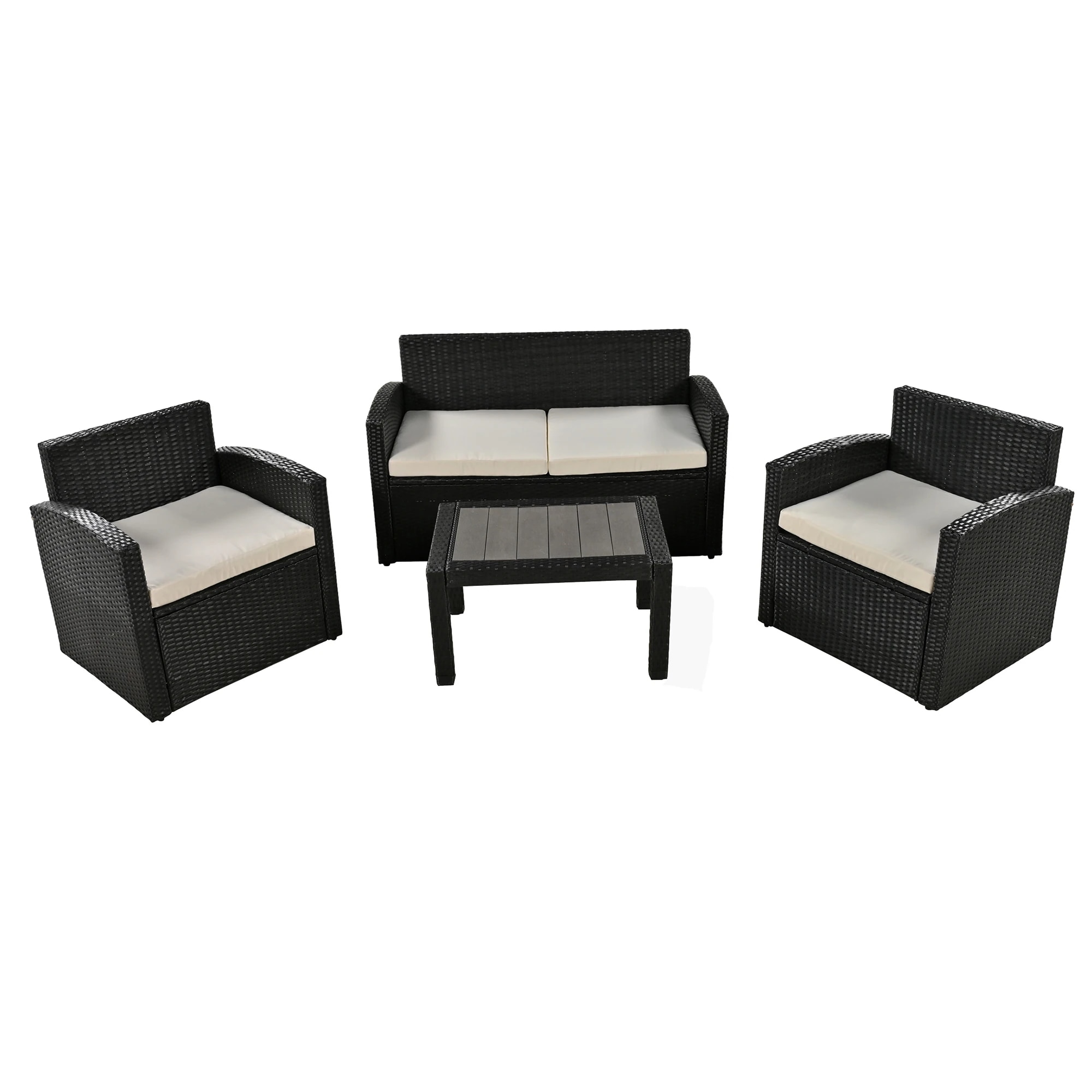 【国内出荷】ラタン調ガーデンファニチャーセット ガーデンテーブルセット ガーデンチェアー　家具 樹脂 ホテル カフェ ベランダ テラス　屋外家具 高級 ソファ 【ベージュ】