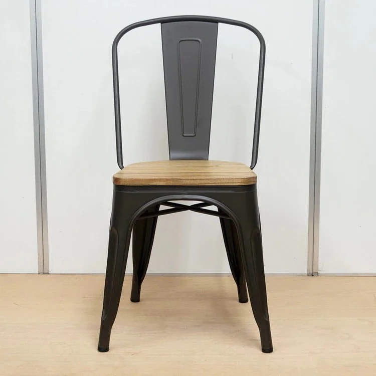 ダイニングチェア 椅子 おしゃれ チェア いす イス 古材風 スタッキング 天然木 スチール 完成品 座面高さ44cm
