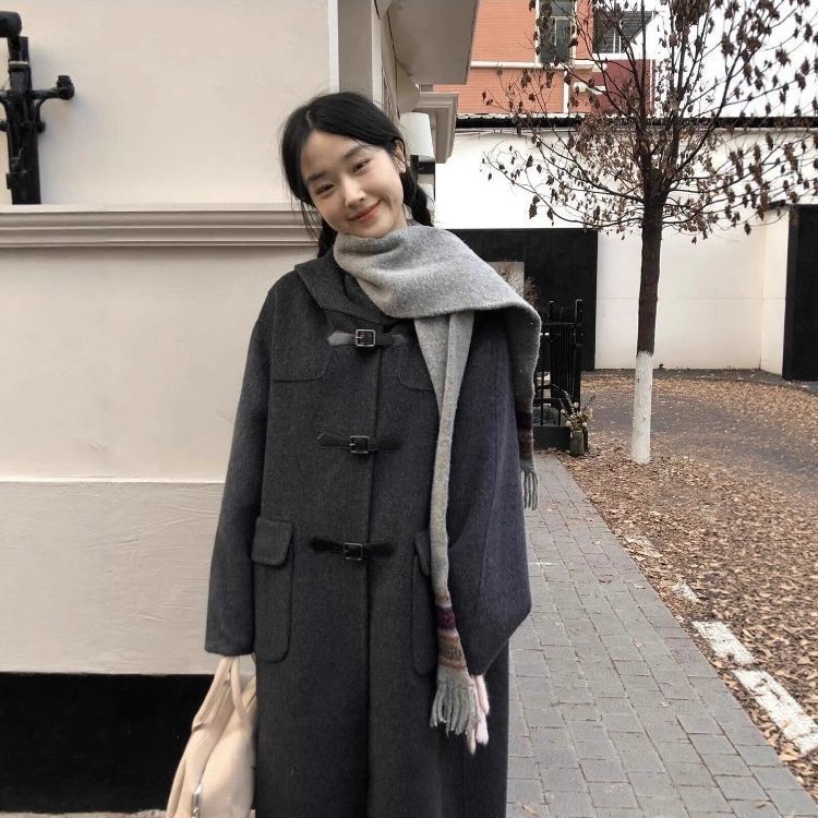 ホワイトダックダウンの裏地付きウールコートショートダッフルコートレディース用ロングダウンジャケット冬用