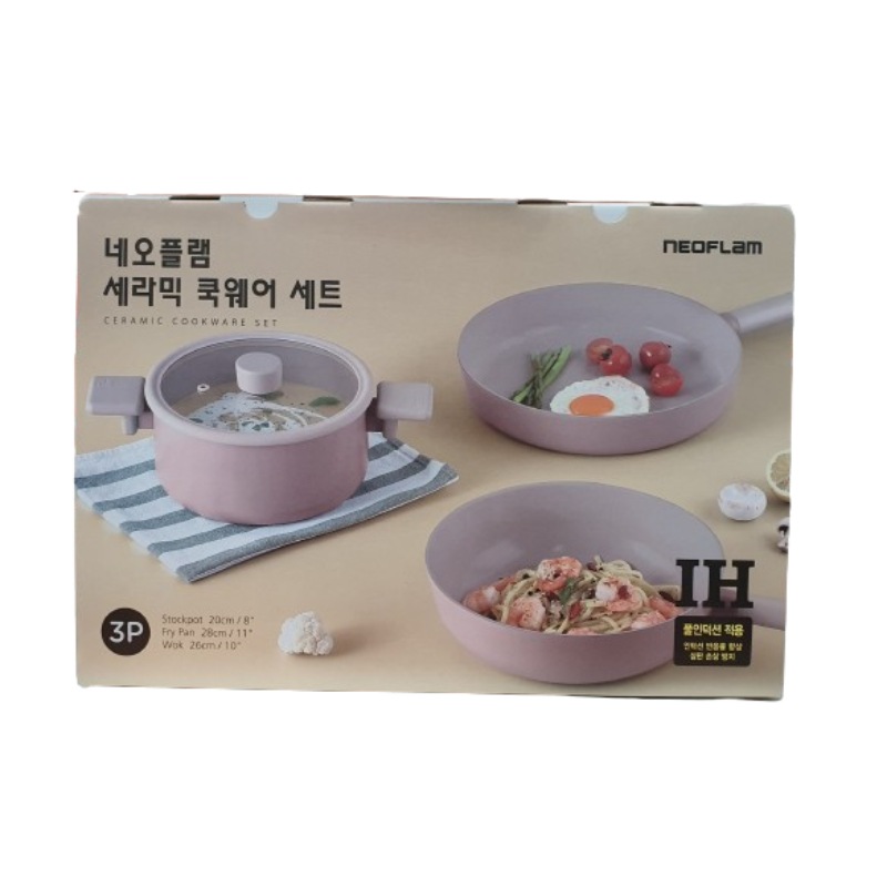 ネオフラーム セラミック クックウェア 3P (鍋蓋付き) ピンク 8,518円