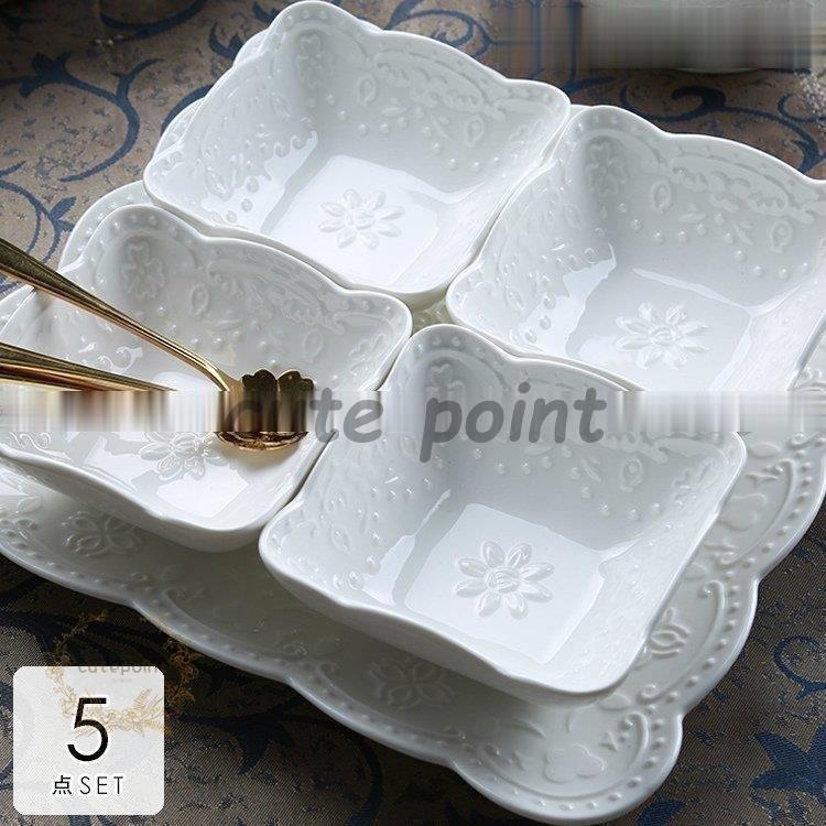 母の日 プレゼント カトラリー 食器 キッチン雑貨 お皿 トレー 食器皿 プレート 柄付き スクエア セットアイテム 小皿 アンティーク風 来客用