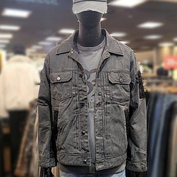 メンズナイロン配色トラッカーパディングジャケット-DG