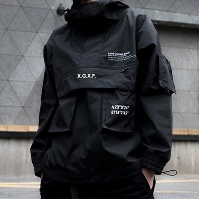 多機能 個性 ジャケット メンズ 春と秋 トレンディブランド マルチポケット 機能風 ルーズツーリング フード付きパーカー ジャケットメンズ フード付き