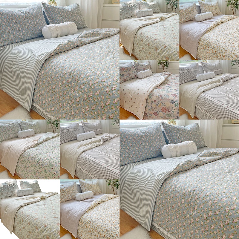 可愛い花布団セット+シーツ+枕カバーレース装飾柔らかいブランケットファッション毛布