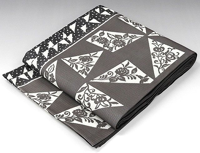 夏物 袋帯 新品仕立済 正絹 夏物 幾何花模様 絽袋帯 小難あり 新品 仕立て上がり