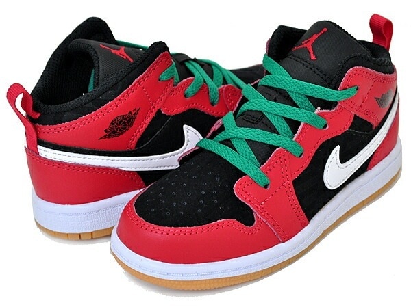 ジョーダン 1 ミッド トドラー SE キッズ スニーカー AJ1 子供靴 ブラック ファイヤーレッド クリスマス