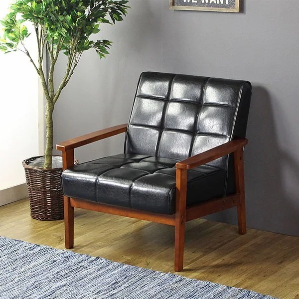 カフェスタイル ソファ 1人掛け アンティーク調 レトロ モダン リビング １P ソファ 木製 肘掛 シンプル インテリア