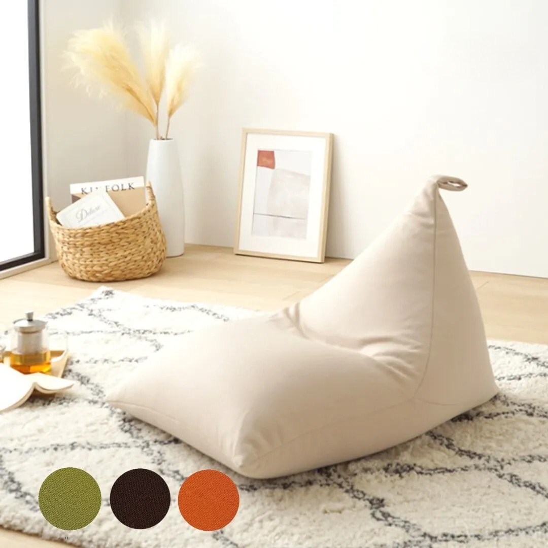 ビーズクッション　三角スムース ソファ 日本製 円形 丸 軽量 クッション 1人掛け 特大 10003