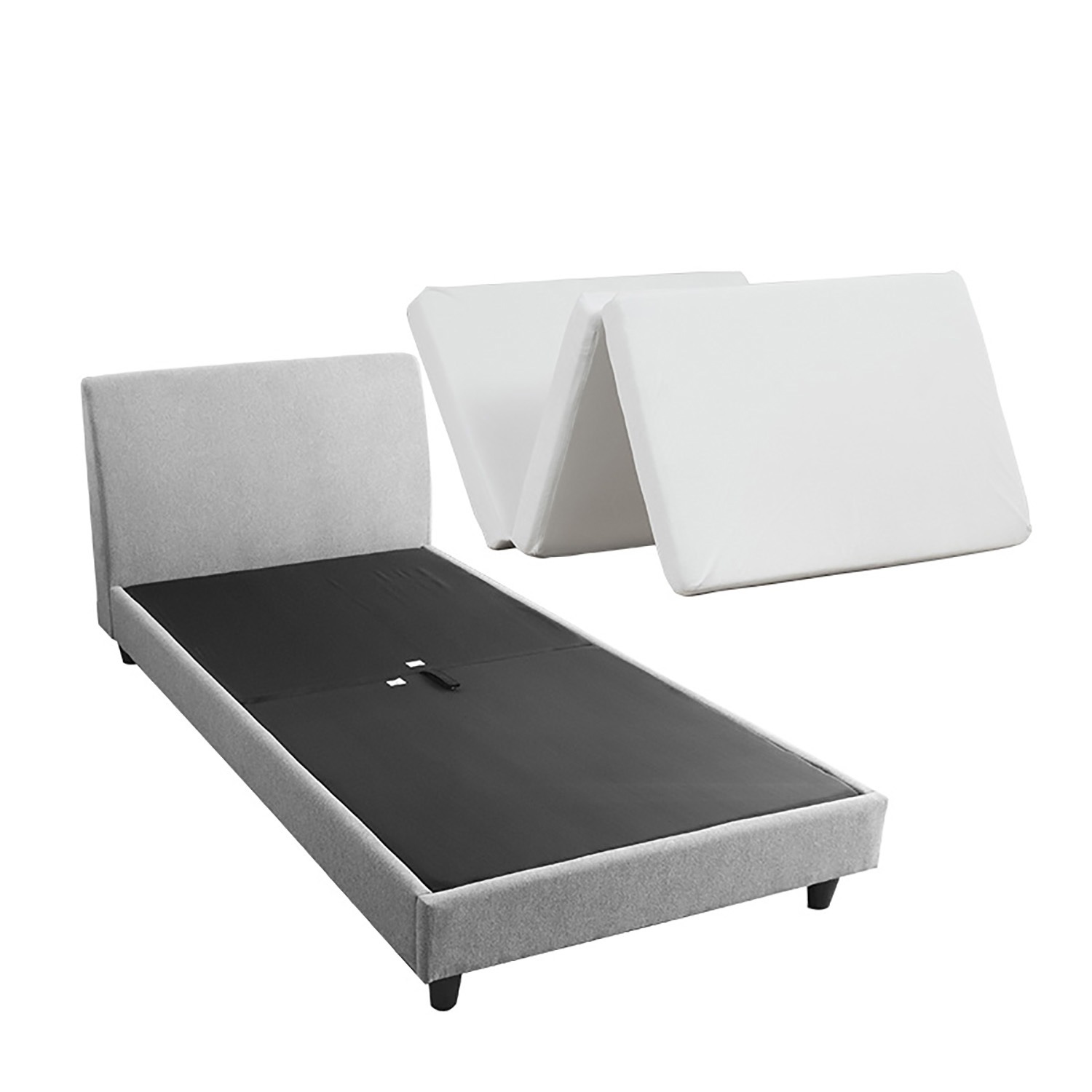 くつろぎ背もたれファブリックベッド セミダブルベッド ＋ ウレタンマットレス付き セミダブルフレーム ベージュ グレー