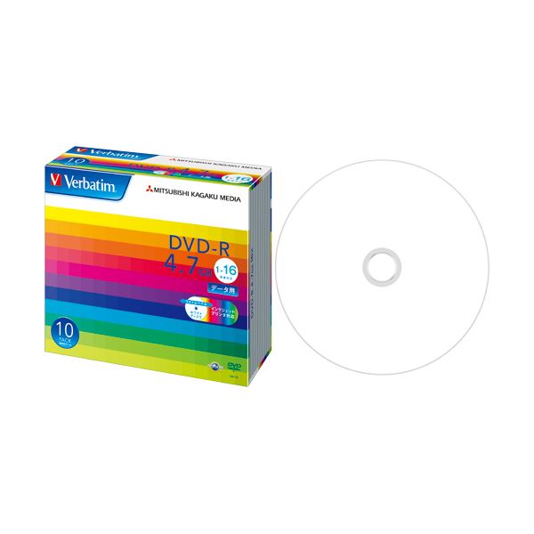 (まとめ) バーベイタム データ用DVD-R 4.7GB ワイドプリンターブル 5mmスリムケース DHR47JP10V1 1パック(10枚) (×5セット)