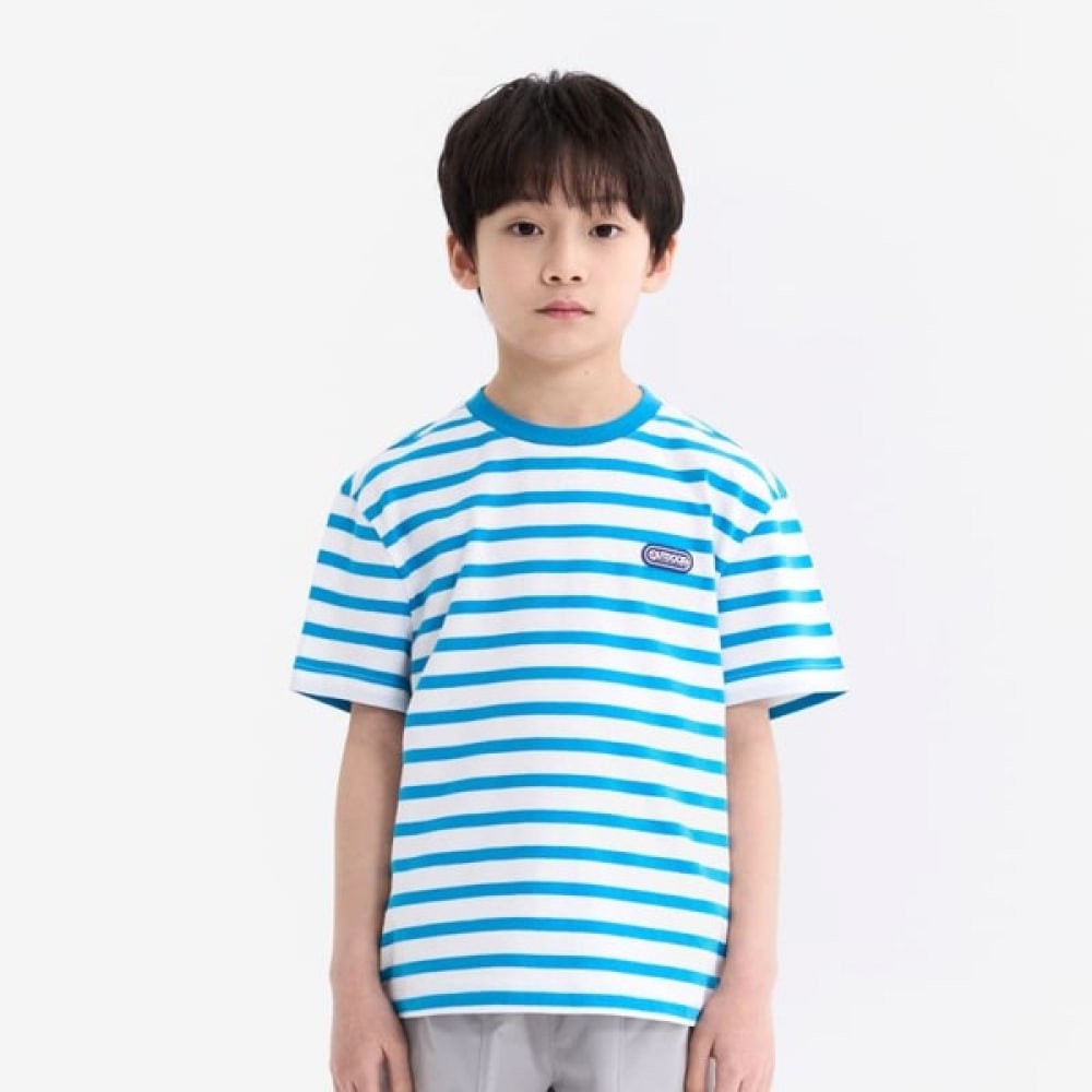 [アウトドア用品キッズ] エッセンシャルストライプ半袖Tシャツ (ライトブルー) OD252ISS01_LBL