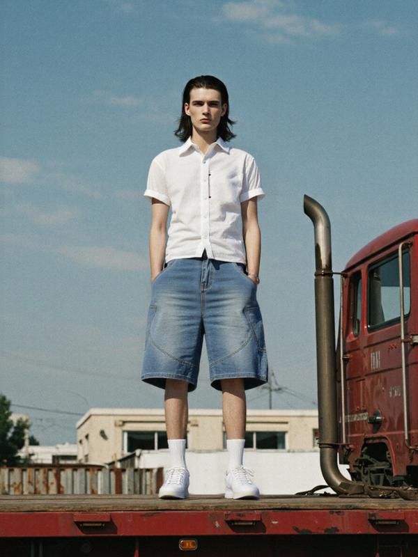 クロップリベットハーフシャツ ホワイト