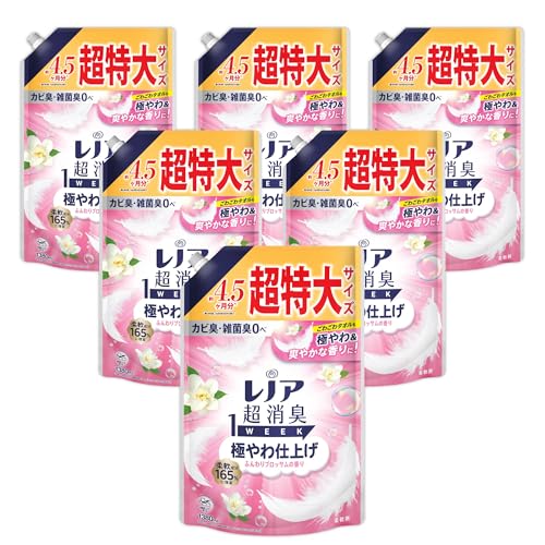 Lenor レノア 超消臭1WEEK 柔軟剤 極やわ仕上げ ふんわりブロッサムの香り 詰め替え 1380mL×6袋 [ケース品]