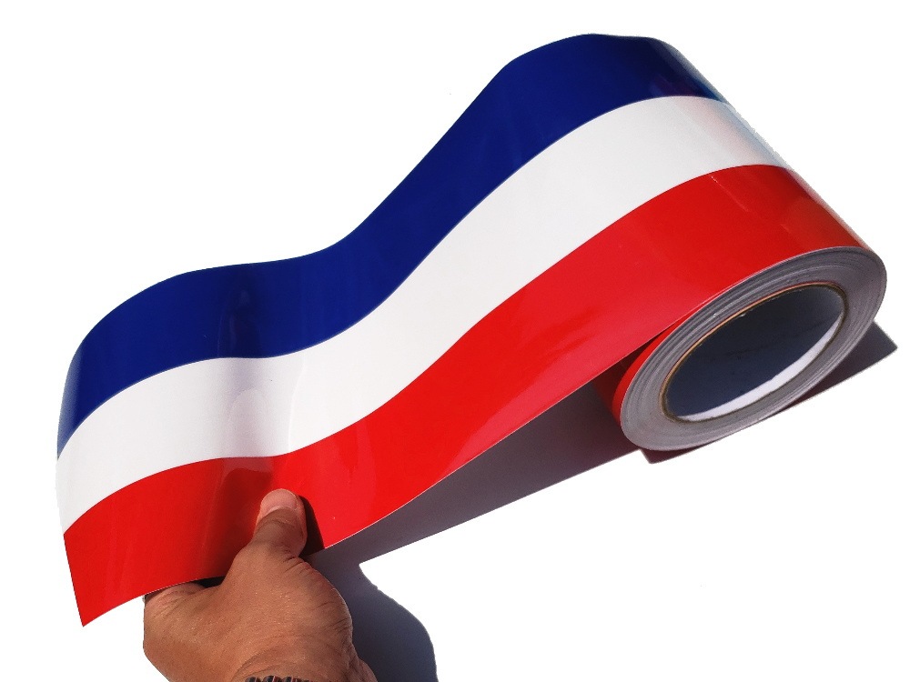 国旗ステッカー (フランス) 幅15cm×10メートル 延長可能 トリコカラー ラインテープ 長さ1000cm 艶有り グロスカラー カッティング可能シート 10m