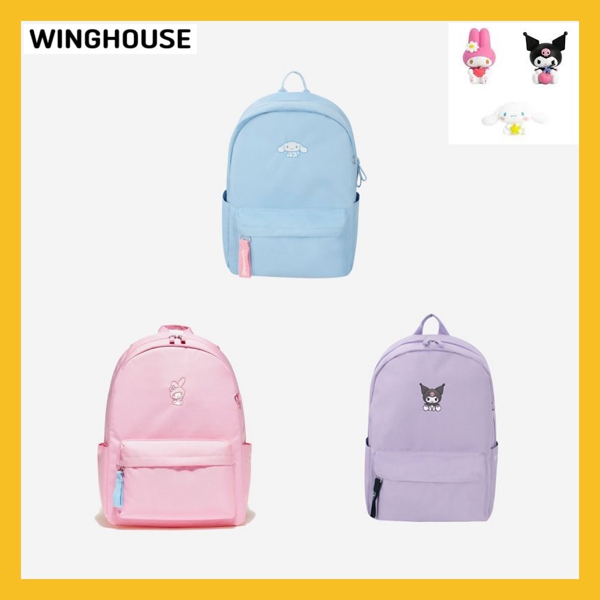 Winghouse Sanrio Kuromi My Melody Sinnamoroll 3 色 小学生用バックパック (公式正規品) 韓国人気ブランド 超軽量 610g