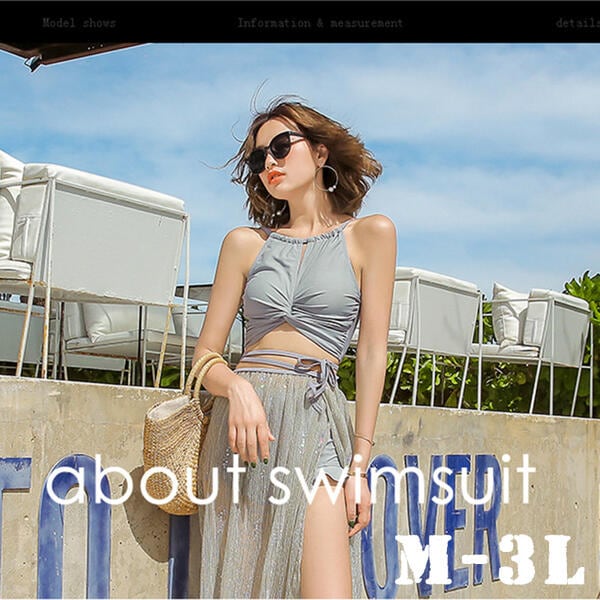 水着 レディース ハイウエスト 2体型カバー 点セット フリル セパレート ホルターネック 大人カラー パレオ 露出控え ボーイレッグ ティアドロップ ビキニ パッド付 大きいサイズ 海 プール 旅行