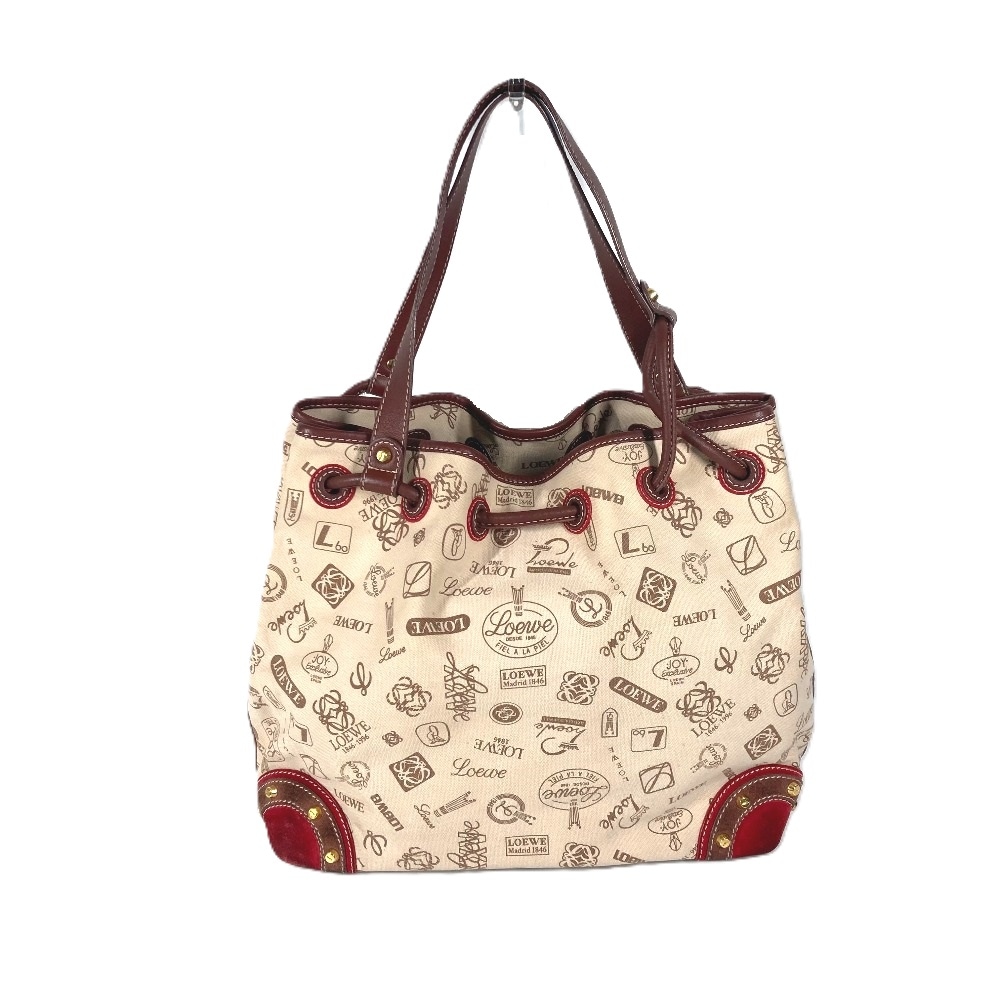 ショルダーバッグ ロゴ アナグラム 巾着 160周年 カバン 肩掛け キャンバス/レザー ベージュ