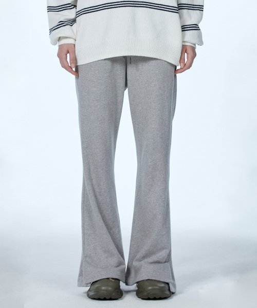 Signature slit boots-cut pants - MELANGE GREY