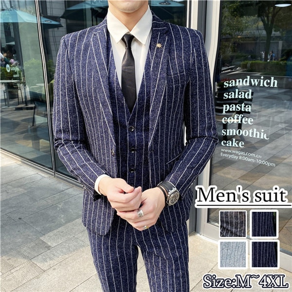 ストライプ スーツメンズ 上下セット セットアップ 1つボタン 4色 スリム 結婚式 ビジネス カジュアル オシャレ 就職 紳士 細身 結婚式 オシャレ おしゃれスーツ お洒落 韓国 dg327g4g