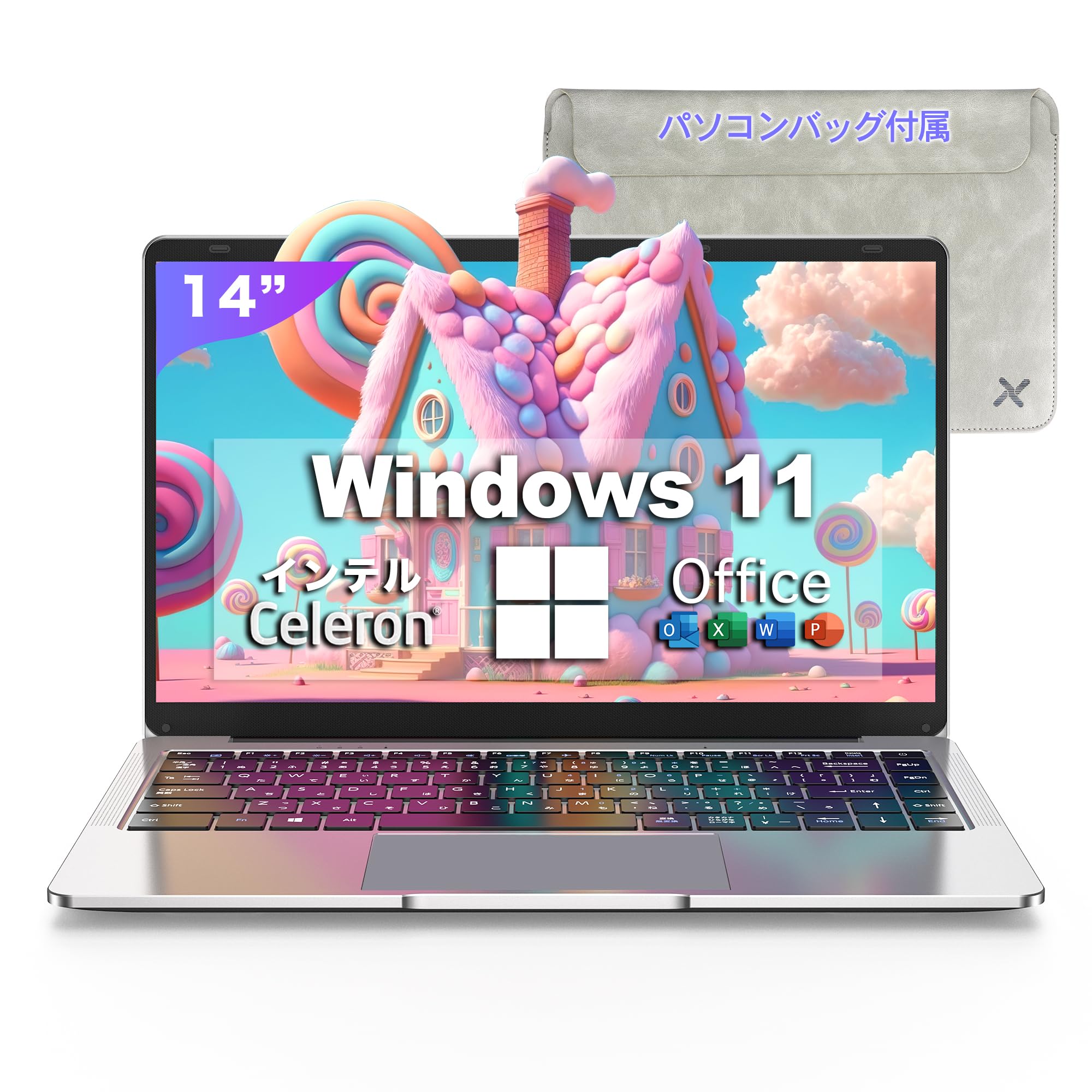 ノートパソコン office搭載 Windows11 14インチ液晶 軽量型ノートPC 高速起動 Celeron N3350 VETESA 薄型軽量 180開け laptop スピーカ＋Webカメラ内