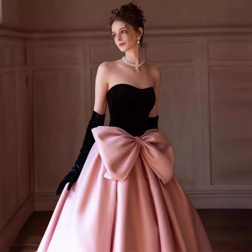 凄く人気がある ウェディングドレス スウィート 高級感 エレガント レディースドレス 結婚式 リボン ロングドレス 宴会 パーティー 誕生日 上品 きれいめ イブニングドレス チューブトップ 着痩せ