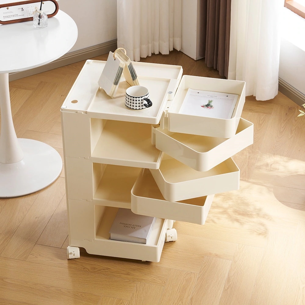 【国内即日発送】【アイボリー】収納ワゴン ボビーワゴン キャスター付き ブレーキ付き おしゃれ 3段トレイ キッチンワゴン 回転式 ベビーワゴン キッチン ラック サイドワゴン キッチン ドレッサー