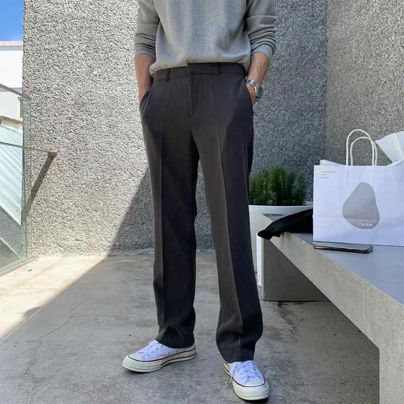 【1-3日出荷】シンプル 大人 かっこいい メンズ パンツ ワイド 春の 男性用 ドレープ スーツ ストレート 韓国な フロア レングス カジュアル レッグ