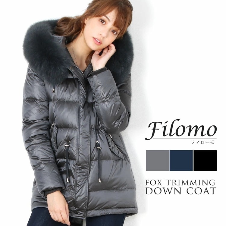 [Filomo]ダウンコートレディースフォックスファーフード付き