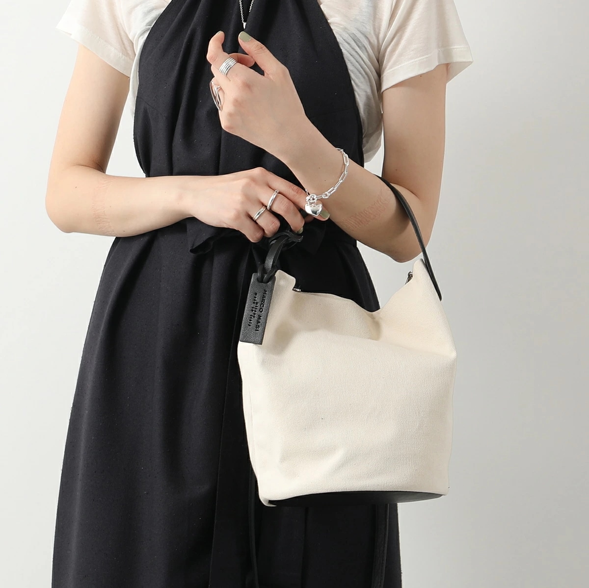 MARCO MASI マルコマージ ハンドバッグ 3018 CANVAS レディース キャンバス×レザー バケツバッグ ショルダーバッグ 鞄 05-37