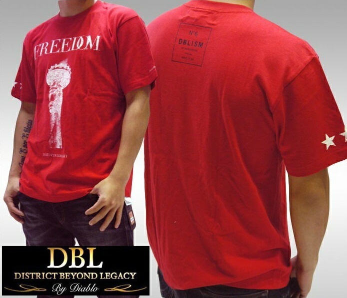 セール DBL ディアブロ メンズ Tシャツ レッド DBL by Diablo DBLISM No.6 Freedom ディービーエル ニューヨーク bboy B-Boy ストリート スタイル