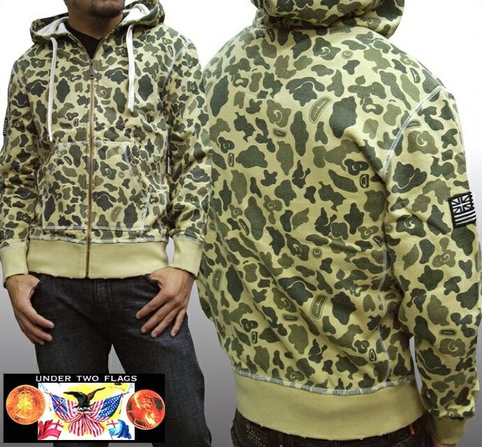 セール アンダートゥーフラッグス メンズ パーカー ミリタリー スウェット CAMO グリーン 迷彩 UNDER TWO FLAGS ストリート ブランド bboy B-Boy スタイル HIPH