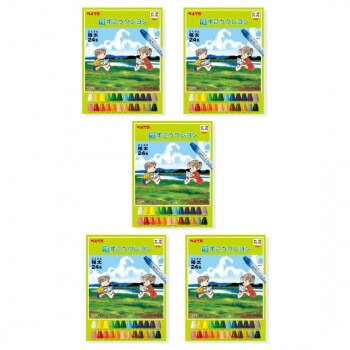 ぺんてる　ずこうクレヨン　24色　1-24 PTCG1-24 5個入
