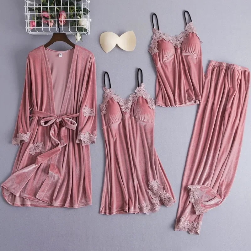 納期3週間程：女性用パジャマセット,ナイトウェア,レース,Vネック,家庭用