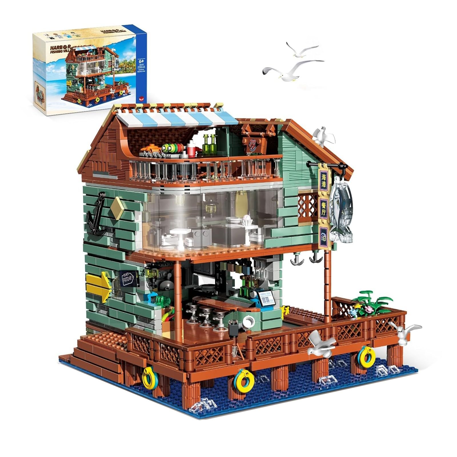 ティ ギフト DIY おもちゃ モデル ハウス レストラン セット ブロック ビルディング ミニ MOC 個 2096 キット ビルディング レストラン セット ブロック ビルディング マイクロハウス