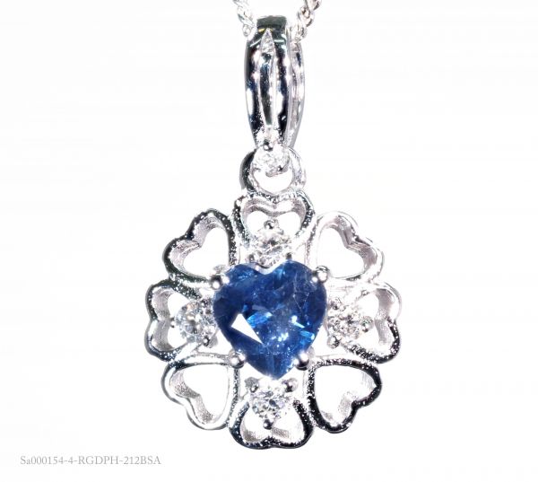 18金 天然石サファイア ダイヤモンド ネックレス ハート デザイン 74