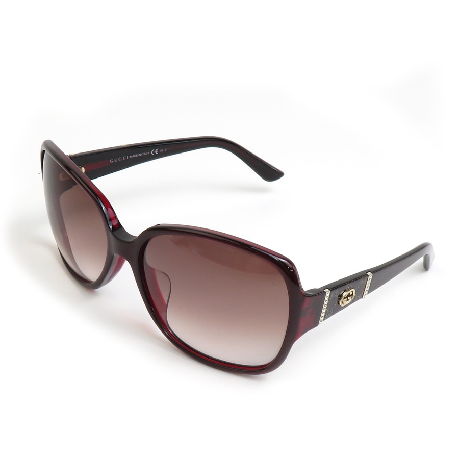グッチ GUCCI サングラス インターロッキングG プラスチック/ラインストーン ボルドー ゴールド ユニセックス e59480g