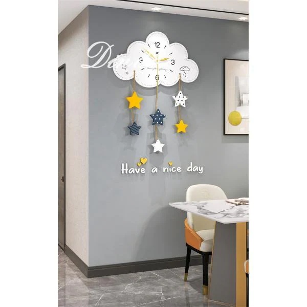 【1～3日で出荷】掛け時計 壁掛け時計 クロック アクリル 静音 新築祝い インテリア デザイン 電池 48X63CM 時計 星雲柄 新生活応援 ギフト 子供部屋 北欧