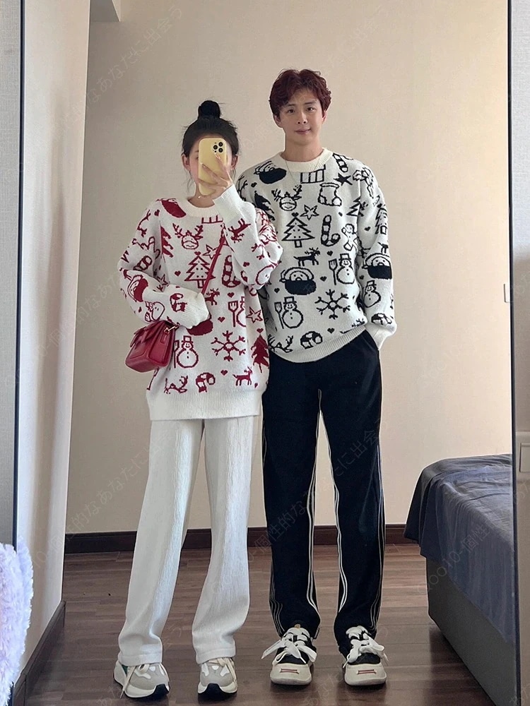 ペアルックセーター カップル服 カップルお揃い秋冬 ニット 彼女 奥さん お誕生日 恋人ペア 男女兼用 クリスマスセーター-8230%制限