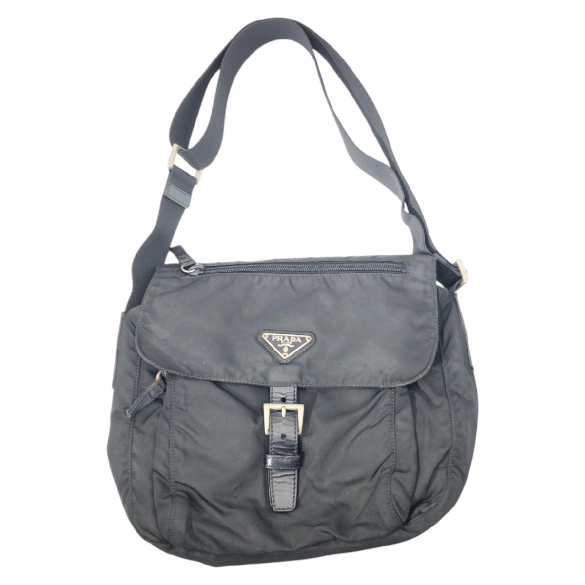 テスート 三角ロゴ ブラック 黒 ナイロン ショルダーバッグ 男女兼用 411212