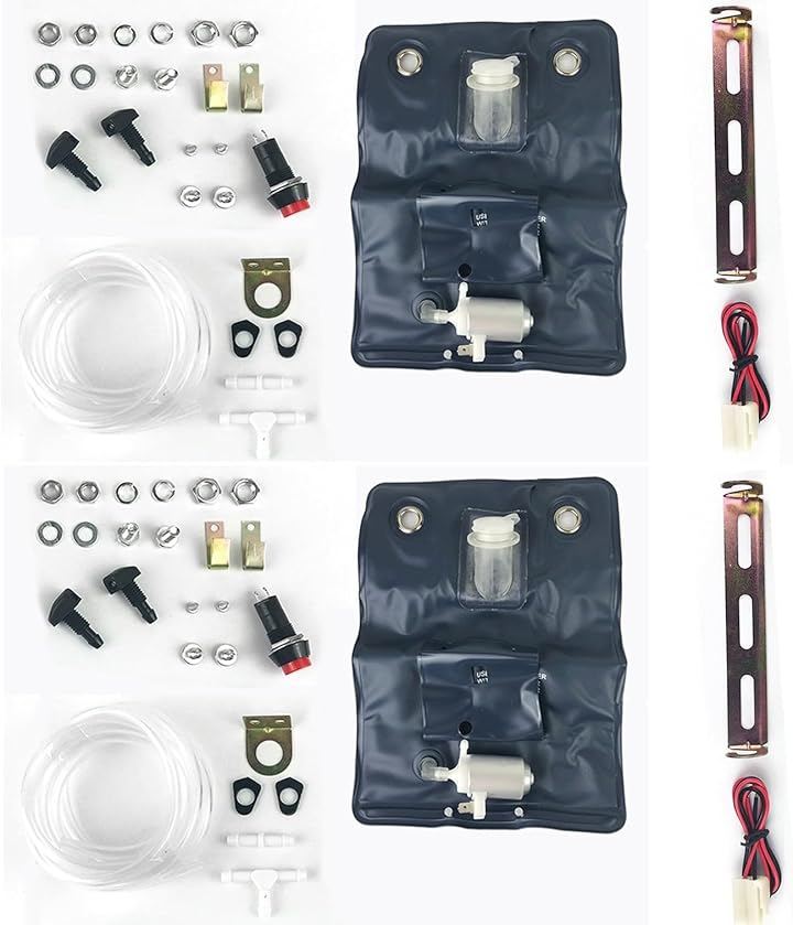 ウォッシャータンク 汎用 ウォッシャーポンプ汎用 キット 2個セット 12V ユニバーサル フロント ガラス インタークーラー 窓 ウインドウ ラジエーター 冷却 旧車