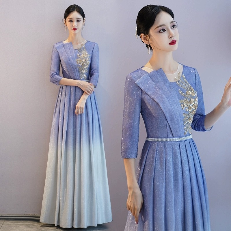 ボイスミュージックアート試験ホストドレスハイエンドセンスアダルト朗読レッドソングコンペティション合唱団ドレスロングスカート女性