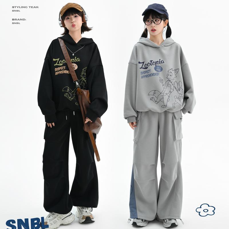 狂った動物城森女部族オリジナルの親友カップル性別のないプリント服秋フード